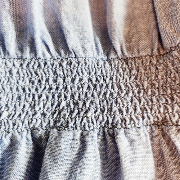 J. Crew Palmero Smocked Waist Blue Linen Dress Small Tall 2023 - Picture 8 of 11